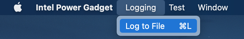 Intel Power Gadget Menu
